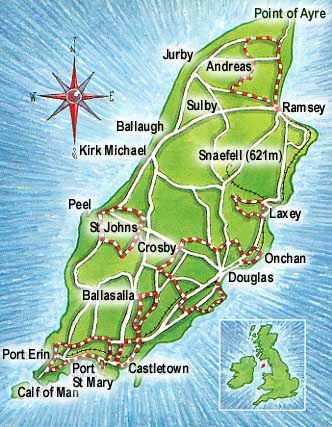 Isle of Man map @ StHeliers.im Bed & Breakfast Douglas